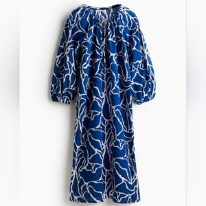 H&M Navy and White Abstract Blousy Dress Caftan